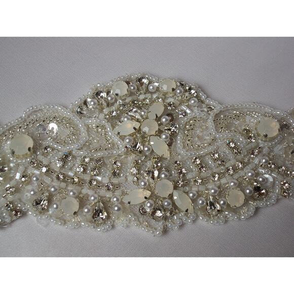 Opalescent beaded wedding bridal belt sash, rhinestone beaded sash belt410 - Picture 5 of 5